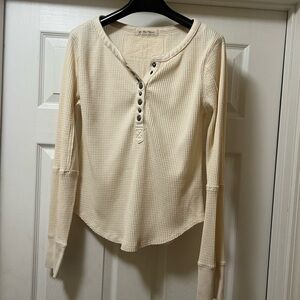 We The Free Cream Thermal Henley Long Sleeve Top